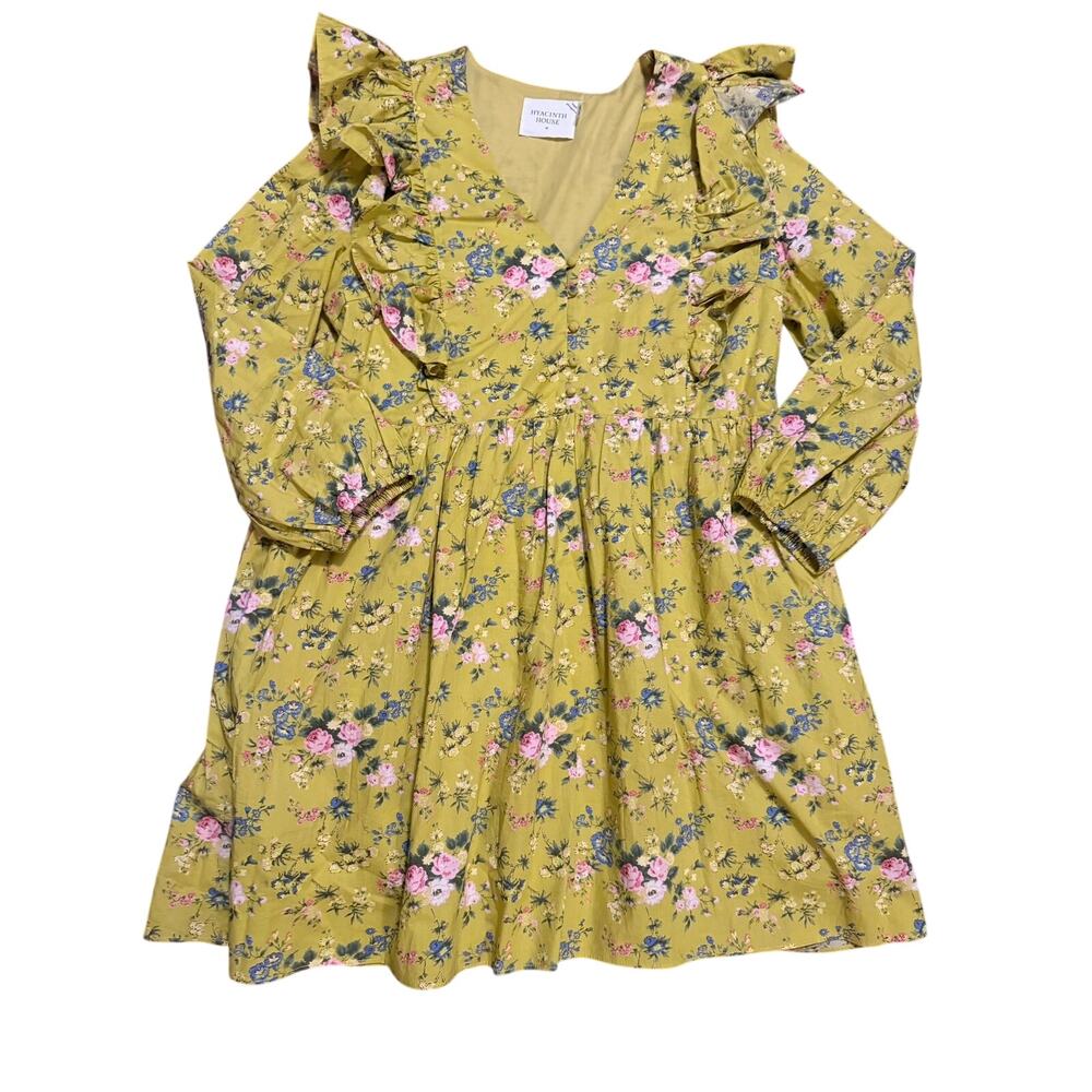 Hyacinth House floral yellow ruffle dress medium